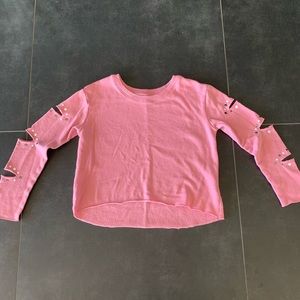 Justice Pink Cutout Sleeve top!!